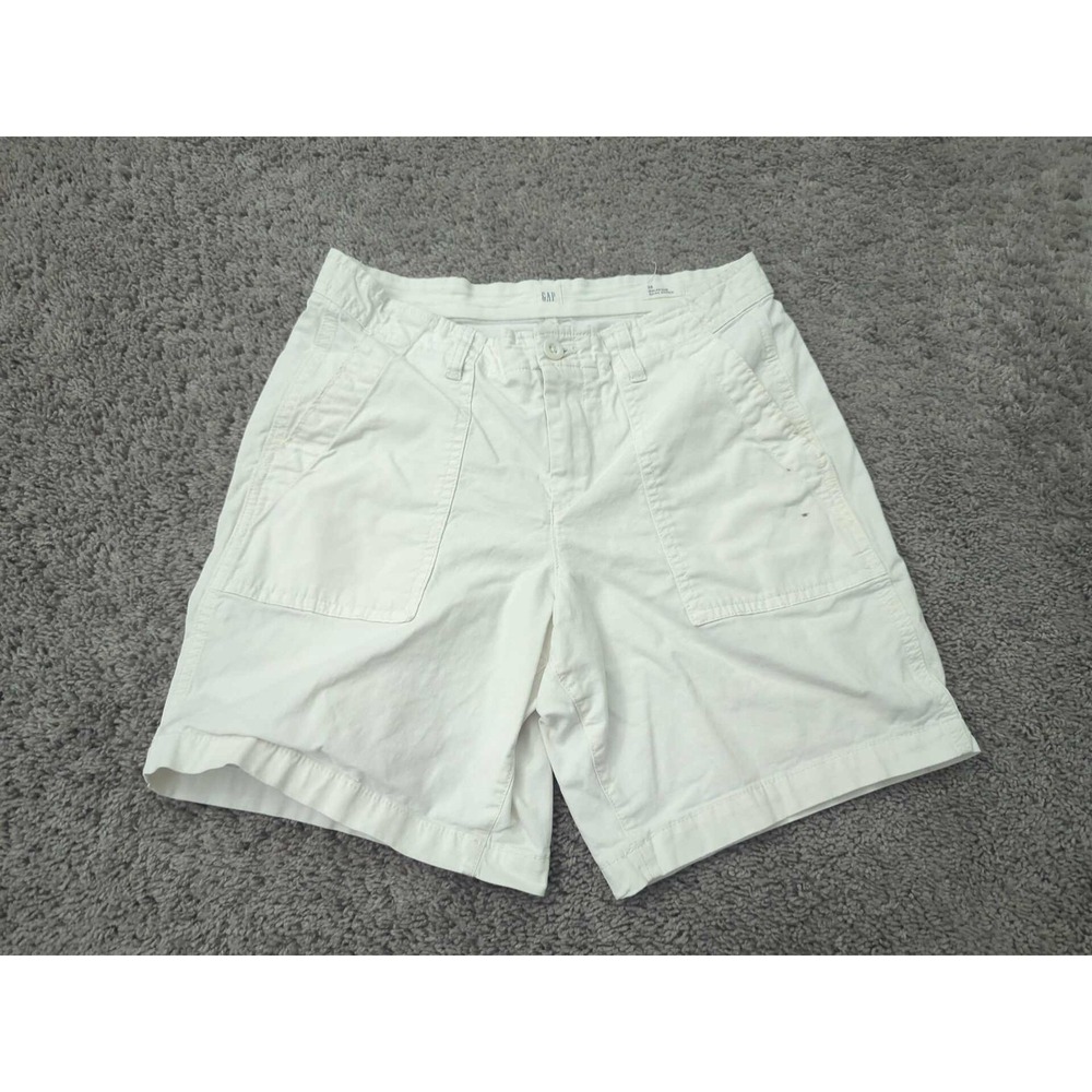 GAP‎ Women's Size 6 Off-White Chino Bermuda Shorts Button Fly Pockets Cotton